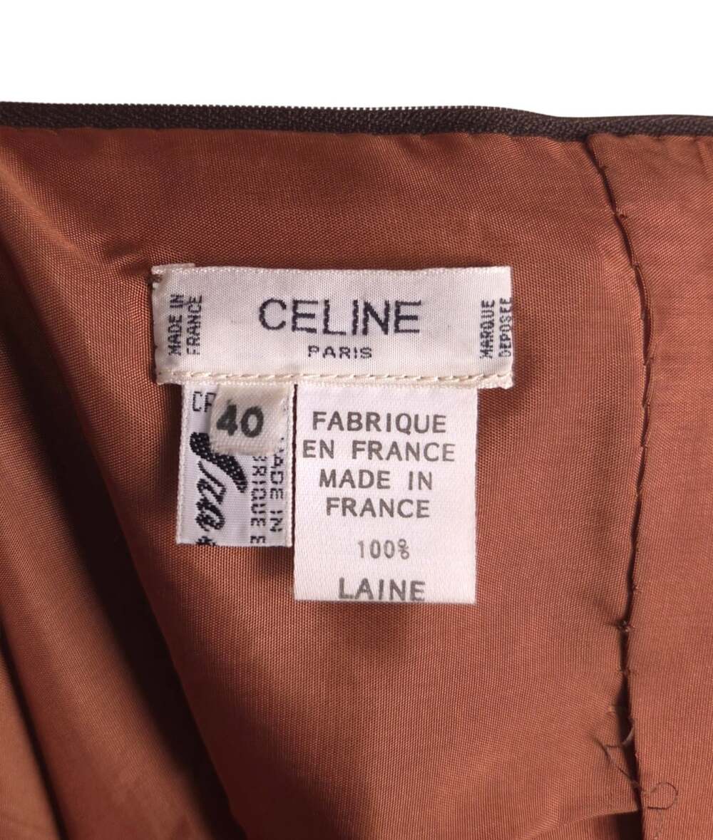 Vintage Celine Triomphe Chain Heavyweight Wool Skirt US 6 8 FR 40 Brown $1200 - Picture 7 of 8